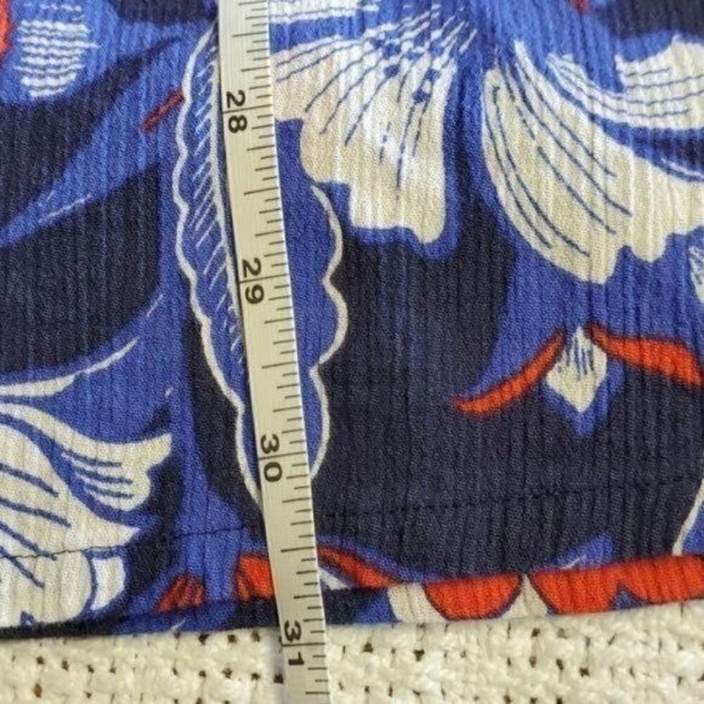 J. Crew Red, White & Blue Floral V-neck Embellished Sz. L Tunic - Picture 7 of 7